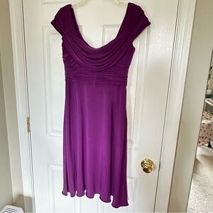 Adrianna Papell Purple drape neck and Sleeve Midi Dress